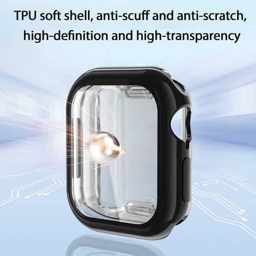 USTIYA 2x Funda Para Apple Watch Series 10 42mm Case Protector Tpu Carasa Negro+Transparente Cover