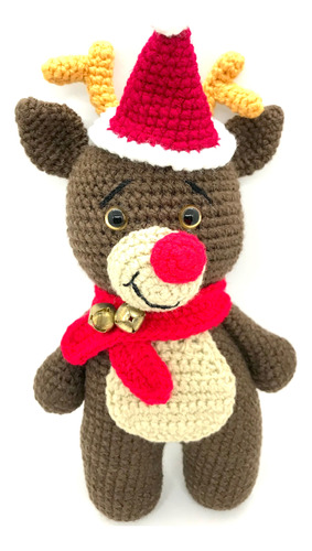 Reno Navideño Tejido A Crochet Adorno Navidad Juguete Regalo