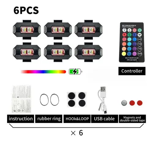 Gokeet 4 Piezas de Luz de Advertencia LED para Motocicleta Mini Dron de Luz de SeñAl Universal con Controlador de Luz EstroboscóPica Indicador de 8 Colores Gokeet 4 Piezas de Luz de Advertencia LED para Motocicleta Mini Dron de Luz de SeñAl Universal con Controlador de Luz EstroboscóPica Indicador de 8 Colores