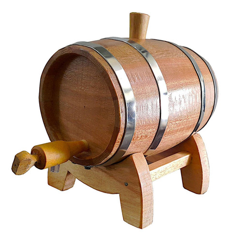 Barril De Carvalho Mini 1 Litro Artesanal Aros Aço Inox