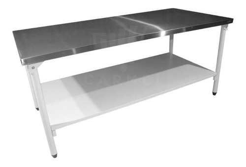 Mesa Aço Inox 1,90 X 90 Padarias Pizzaria C/ Prateleira Lisa