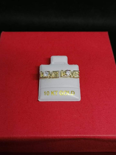 Broquel De Love Con Zirconia De Oro 10k Garantizado