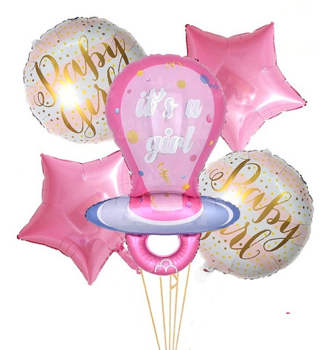 Globo Forma De Chupón Kit X 5 Globos Para Baby Shower,cumple