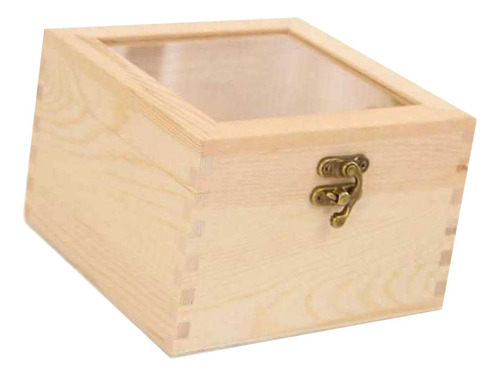 Caja Expositora De Madera Con Tapa Superior 15x15x10cm