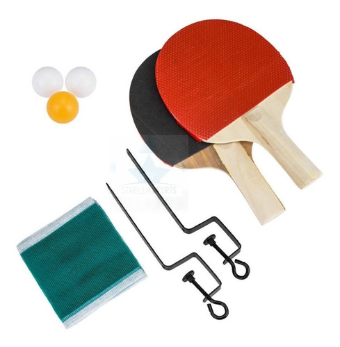 Kit Ping Pong 2 Raquetes 3 Bolas + Rede + Suporte