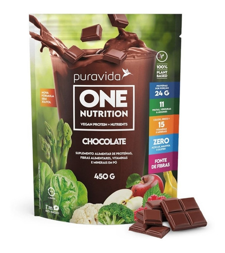 One Vegan Proteína Vegetal Sabor Chocolate 450g Puravida