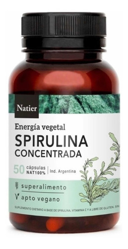 Spirulina En Capsulas Concentrada Vegetal Sin Tacc X 50 Unid