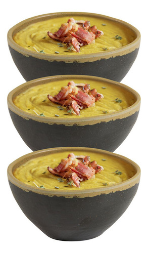 Kit 3 Tigela Bowl Rustic 12cm 340ml Melamina Gourmet Mix Cor Verde-escuro
