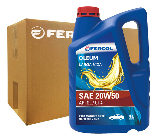 Aceite Fercol Oleum Larga Vida 20w50 4 Lt (caja De 4 X 4 Lt)