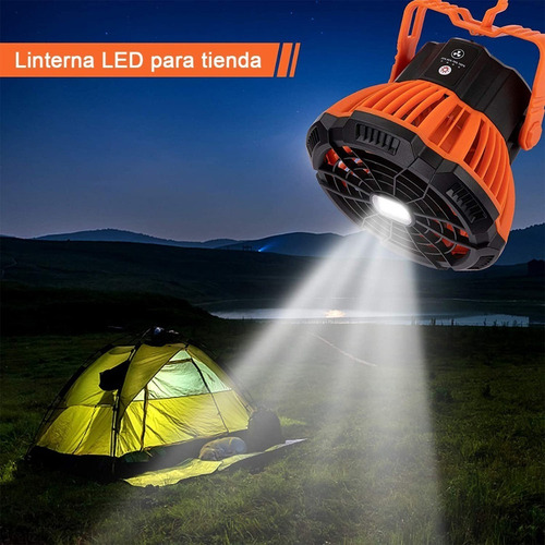 Ventilador De Techo Para Acampar Con Luz Led Recargable Para