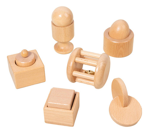 6x Juguetes De Madera Para Bebés, Juguete Agitador De