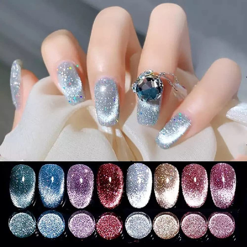 Esmalte De Uñas De Gel Reflectante Con Diseño De Ojo De Gato