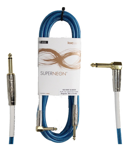 Cable Plug - Plug L Angular 1/4 Kwc Super Neon 6 Metros Azul