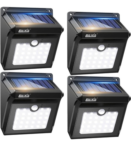 Pack 4 Aplique Lampara Solar Con Sensor Pared Muro Exterior 