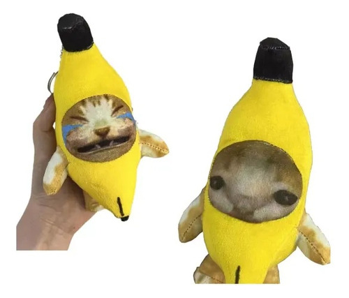 2 Peluches Happy And Crying Banana Cat Color As Picture