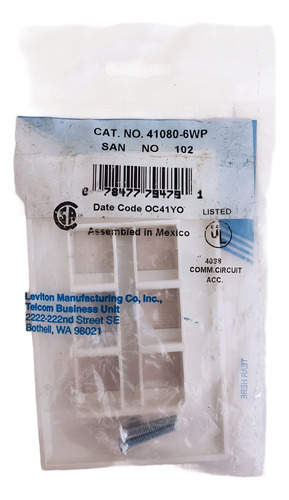 Face Plate Leviton O Tapa Para Red 41080 6 Puertos Paq X 4
