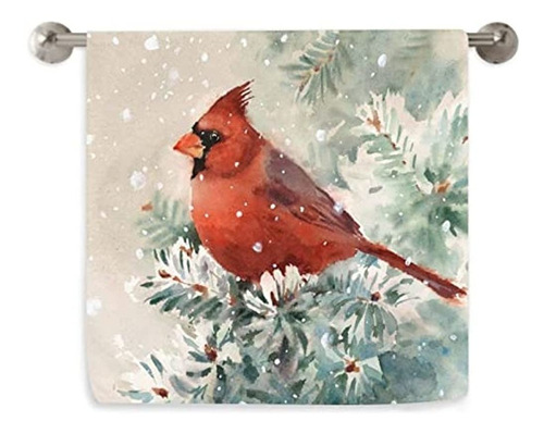 Vunko Winter Cardinal Bird Toalla De Cocina Toalla De Mano D