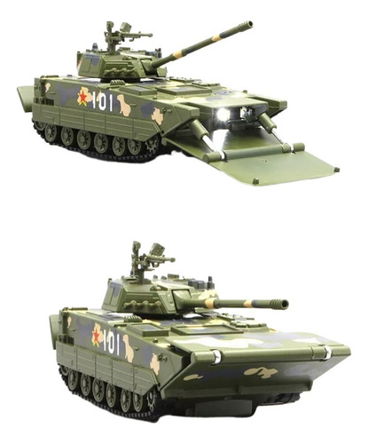 Tanque Anfibio Modelo Militar De Metal Con Luz Y Sonido 1/50