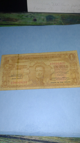 Uruguay Billete De 1peso 1939 Circulado