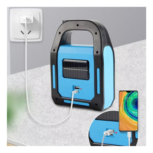 Linterna Led Solar 3 En 1 Usb/c Recargable Luz Fría