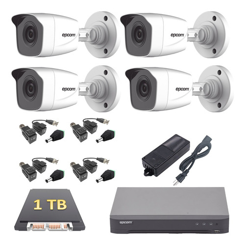 Kit Cctv 1080p Dvr 4 Canales 4 Cámaras Bala Metálicas 1tb