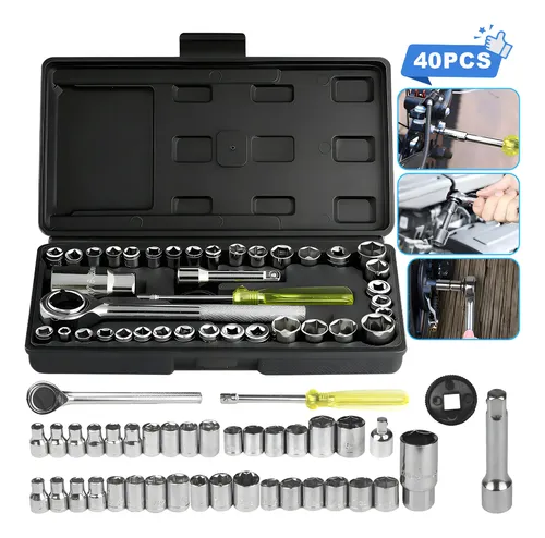 Kit Ferramentas Soquetes Multiuso 40 Pecas Maleta Completa