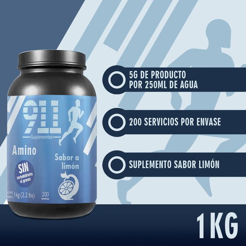Aminoácidos 911 Suplements 1 Kg Varios Sabores 100 Servis Limón