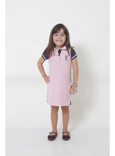 Vestido Polo Infantil Dual Cor Rosa E Marinho