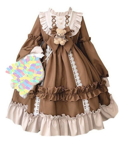 Vestido Japonés Tipo Lolita Con Lazo Y Encaje 