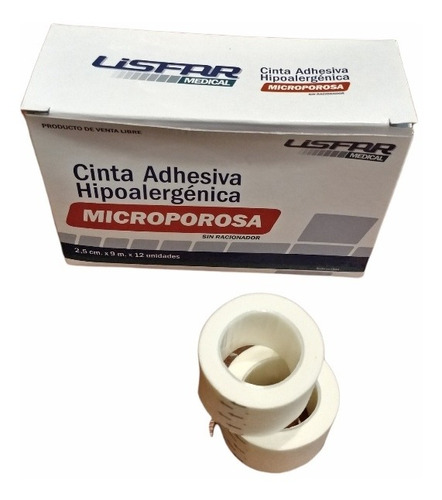 Imagen 3 de 3 de Tela Adhesiva Cinta Microporosa 2,5cm Lisfarm 12 Rollos