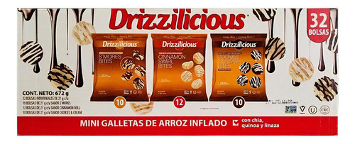 Mini Galletas De Arroz Inflado C/chía Quinoa Y Linaza 32x21g