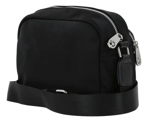 Bolso Crossbody Barbie Gorett Mediano Color Negro Gia Dama Acabado De Los Herrajes Níquel Diseño De La Tela Liso