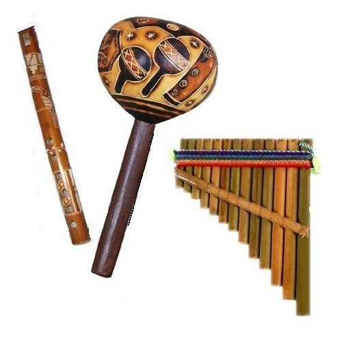 Maraca Andina Flauta De Pan Combo Conjunto De Tres Instrumen