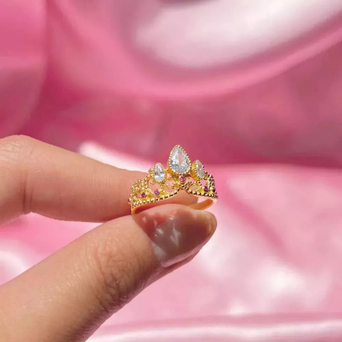Anillos De Corona Chapados En Oro Rapunzel Con Apertura De A
