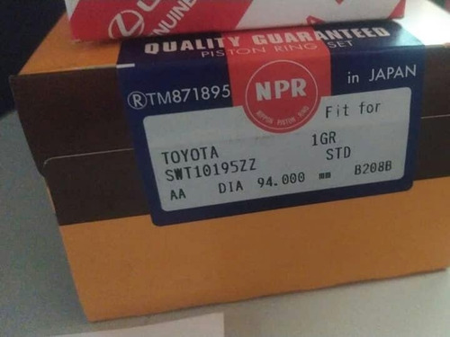 Anillos Std  0.20 Toyota Kavak Fortuner  1gr Npr Original