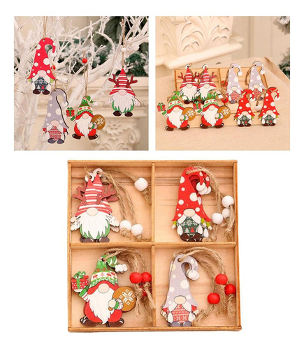 12 Adornos Colgantes De Madera De Navidad De Gnomo Con .