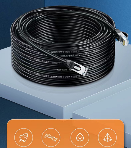 Cable Negro 15 Mts Categoría Cat6 Utp Rj45 Ethernet Internet