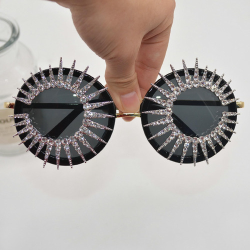 Mincl Gafas De Sol Redondas Con Diamantes Brillantes Para Mu