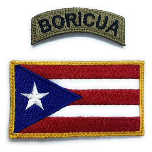 Parche De Bandera De Puerto Rico Y Parche De Grifo Bori...