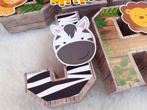 3 Letras 3d Animales De La Selva Bosque Candy Bar Decoracion