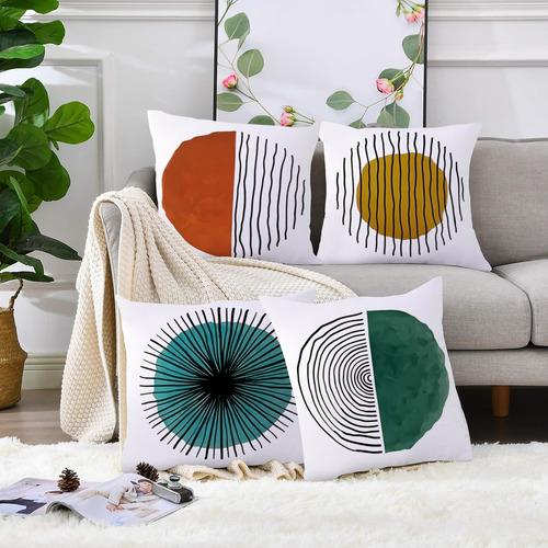 4 Juegos De Fundas De Cojín, Estampado A Rayas Multicolor