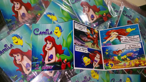 12 Invitaciones Ariel La Sirenita  Comic