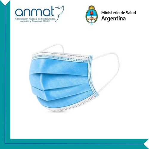 Imagen 2 de 10 de Barbijo Quirurgico Tapaboca Descartable Anmat X100u Tricapa
