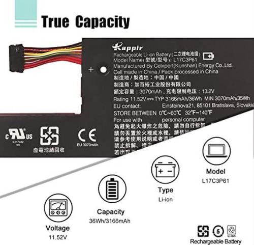 Boweirui L17c3p61 Batería P/ Lenovo Yoga 720 320 520 320s