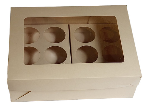 Cajas 12 Cupcakes / Madalenas C/visor X Pack 25 U. Beige