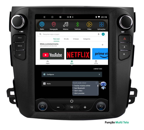 Multimidia Tesla Mitsubishi Outlander Android 14 Carplay Voz