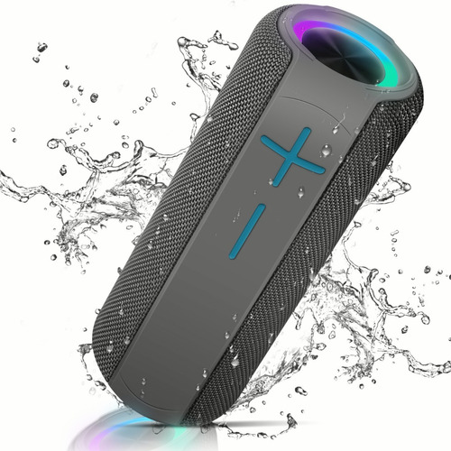 Bocina Bluetooth Portátil Altavoces Duales Impermeable Rgb Color Gris
