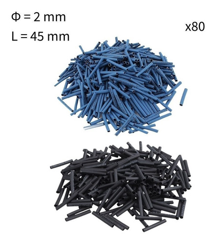 Termoencogible 2mm Azul O Negro Aislante Cables 80 Piezas