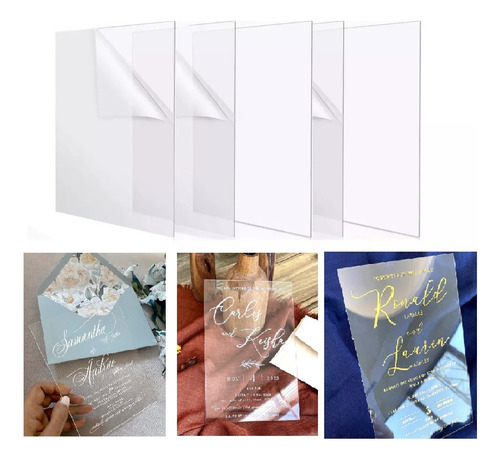 Acrilico Transparente Para Invitaciones 13x18 Cm 100 Piezas