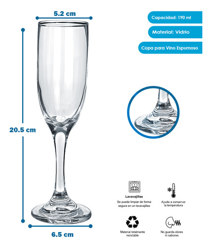 Juego De 24 Copas Flauta Para Champagne 183 Ml Cristar